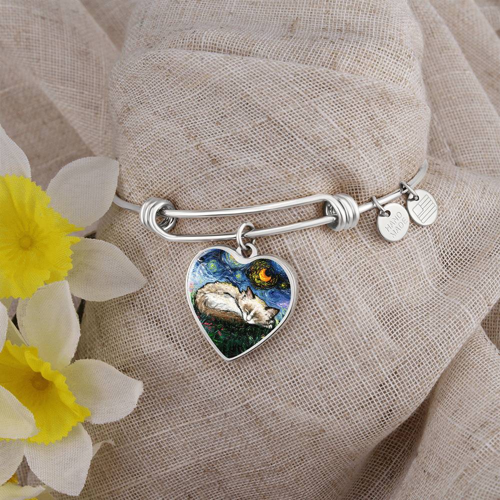 Ragdoll Kitten Starry Night Heart Bangle