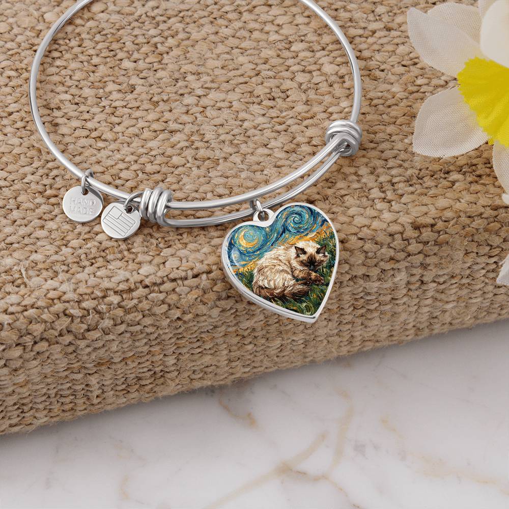 Sleepy Birman Heart Bracelet