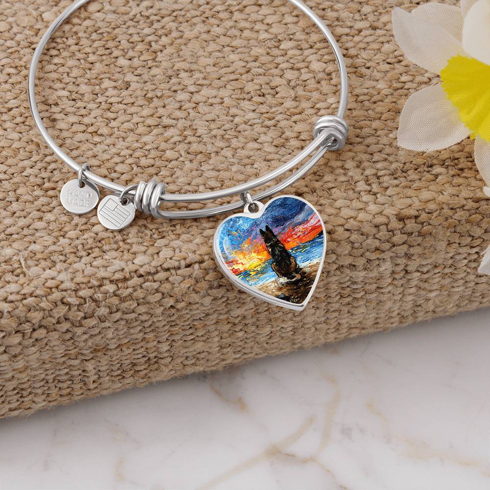Beach Days - German Shepherd Heart Bangle Bracelet