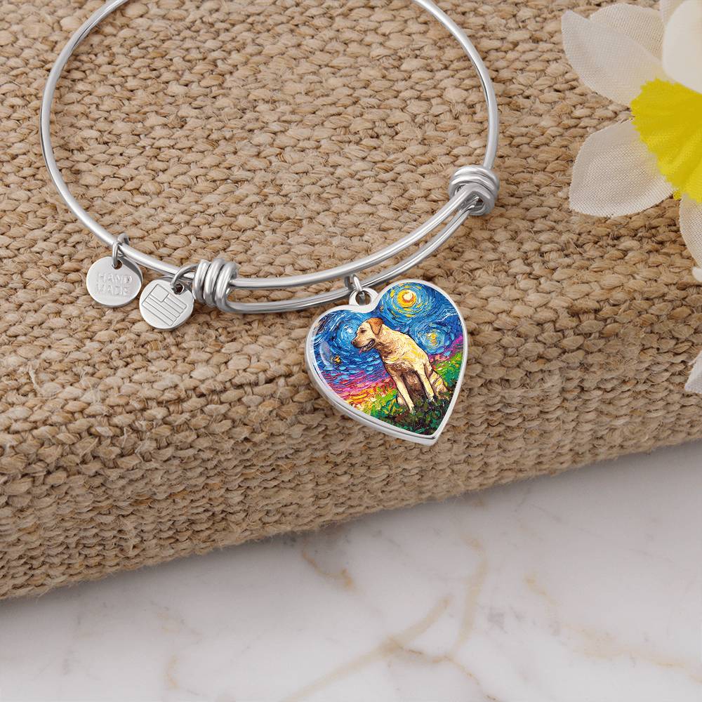 Yellow Labrador Starry Night Heart Bangle
