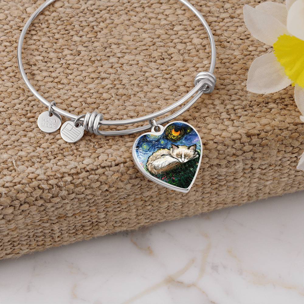 Ragdoll Kitten Starry Night Heart Bangle