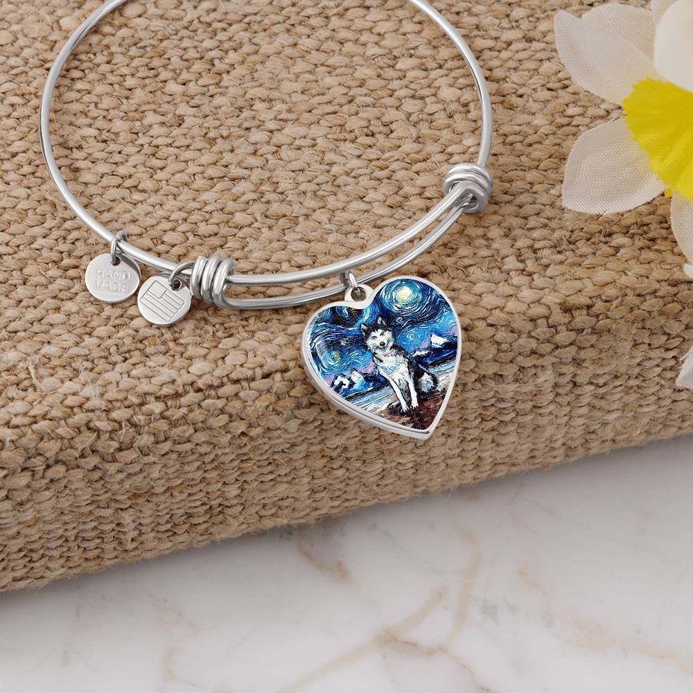 Husky Starry Night Heart Bangle