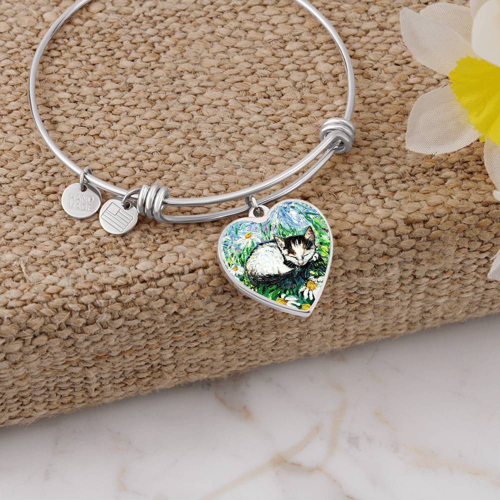 Sweet Dreams Starry Night Heart Bangle Bracelet