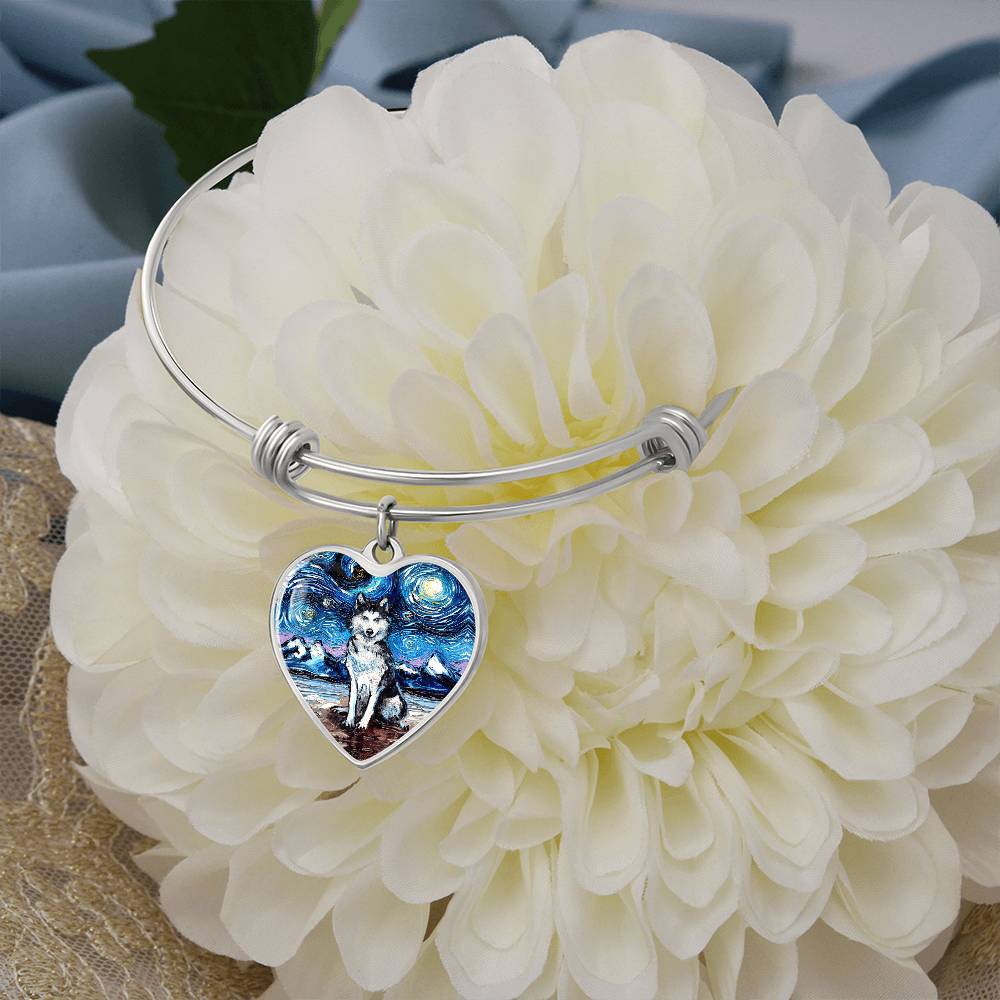 Husky Starry Night Heart Bangle