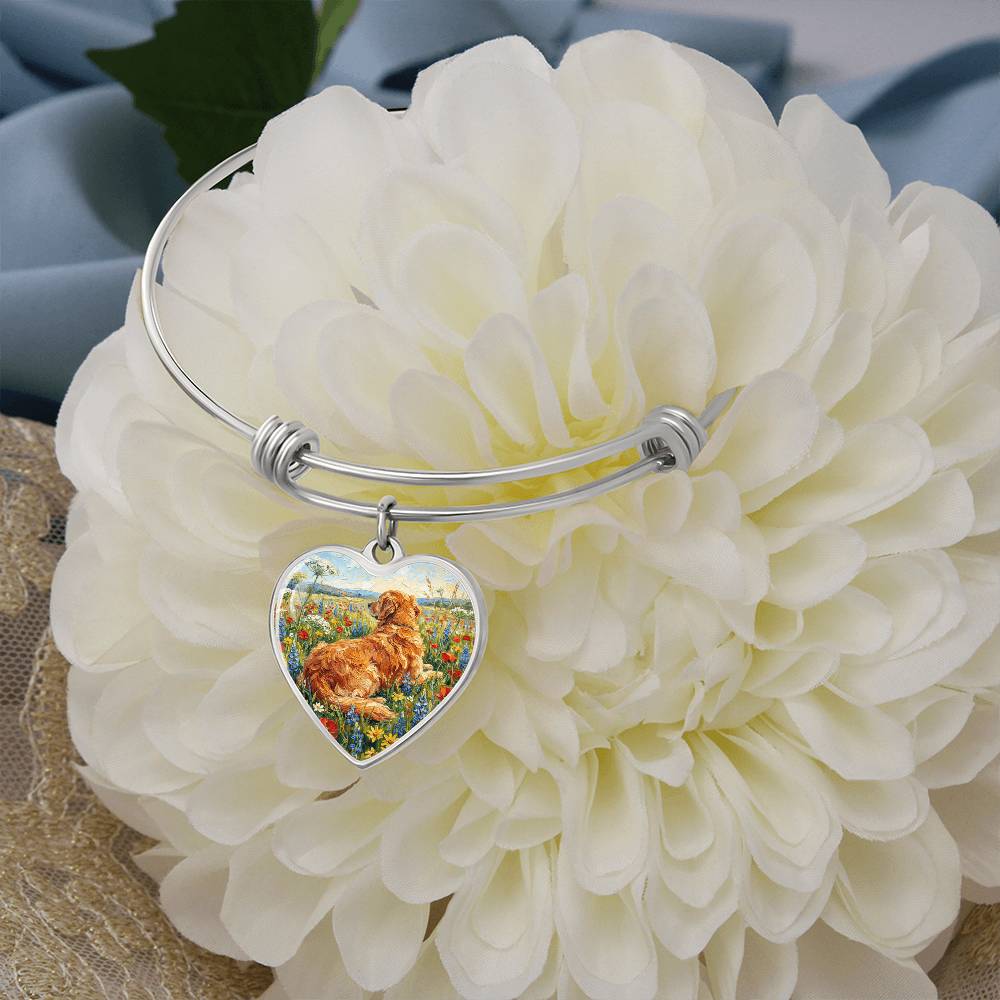 Amongst The Flowers - Golden Retriever Heart Bracelet