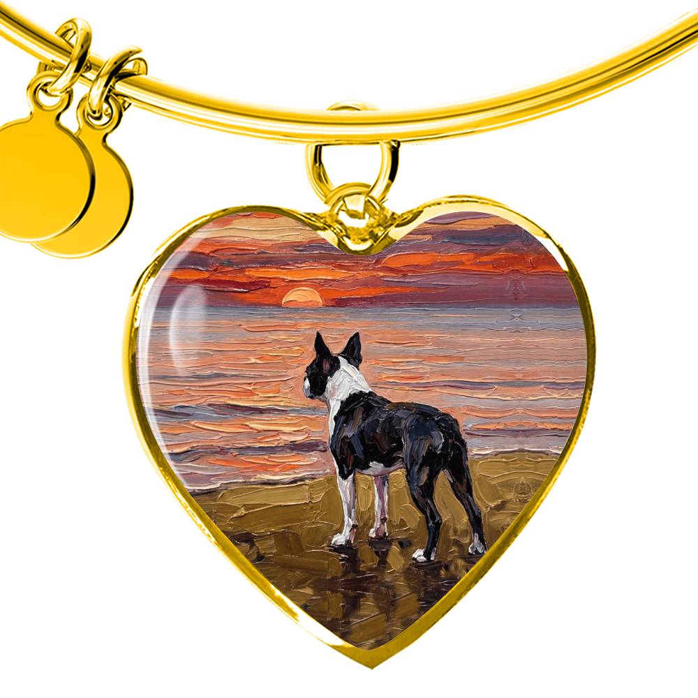 Beach Night - Boston Terrier Heart Bracelet