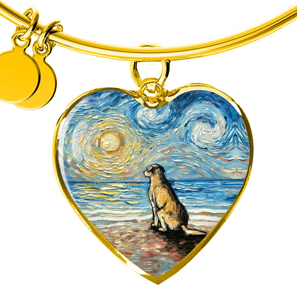 Beach Days - Yellow Labrador Heart Bangle