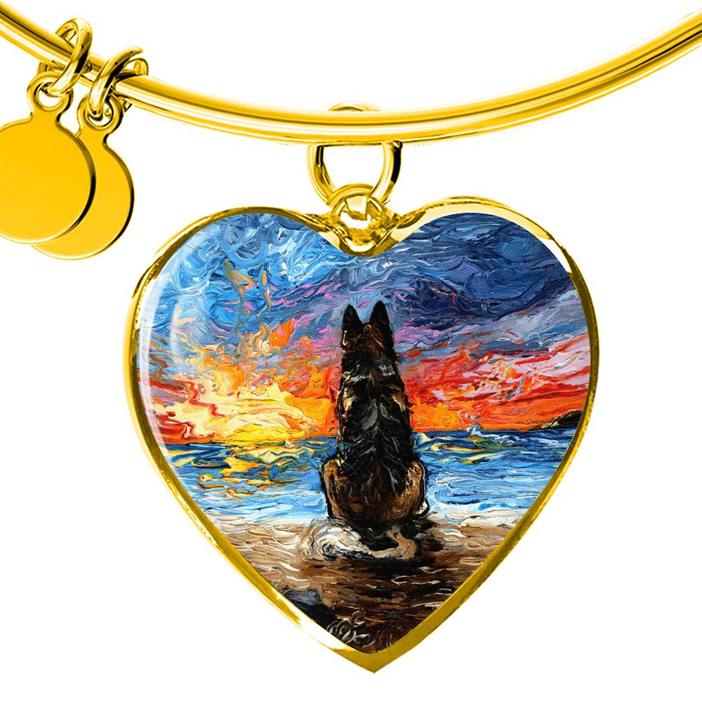 Beach Days - German Shepherd Heart Bangle Bracelet