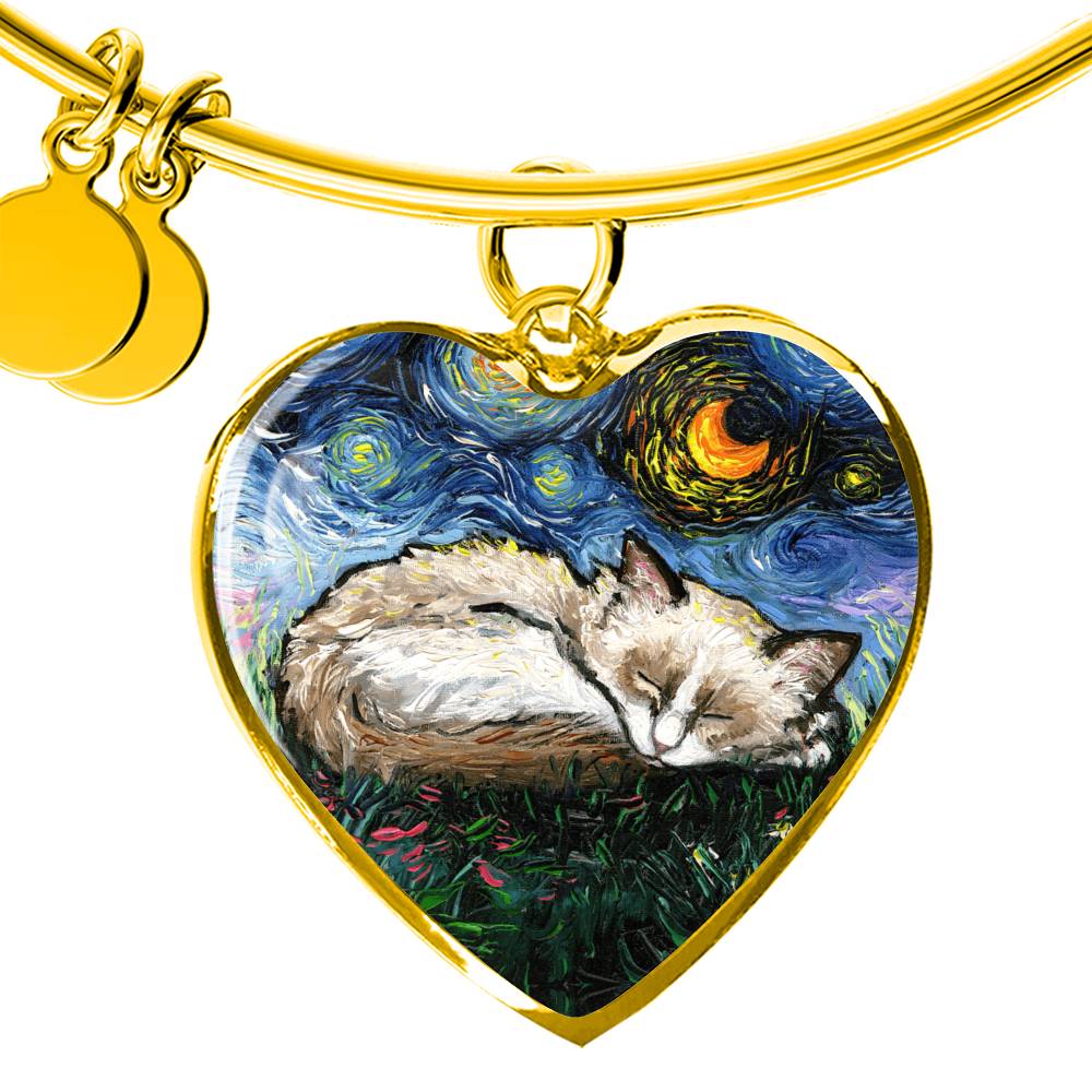 Ragdoll Kitten Starry Night Heart Bangle