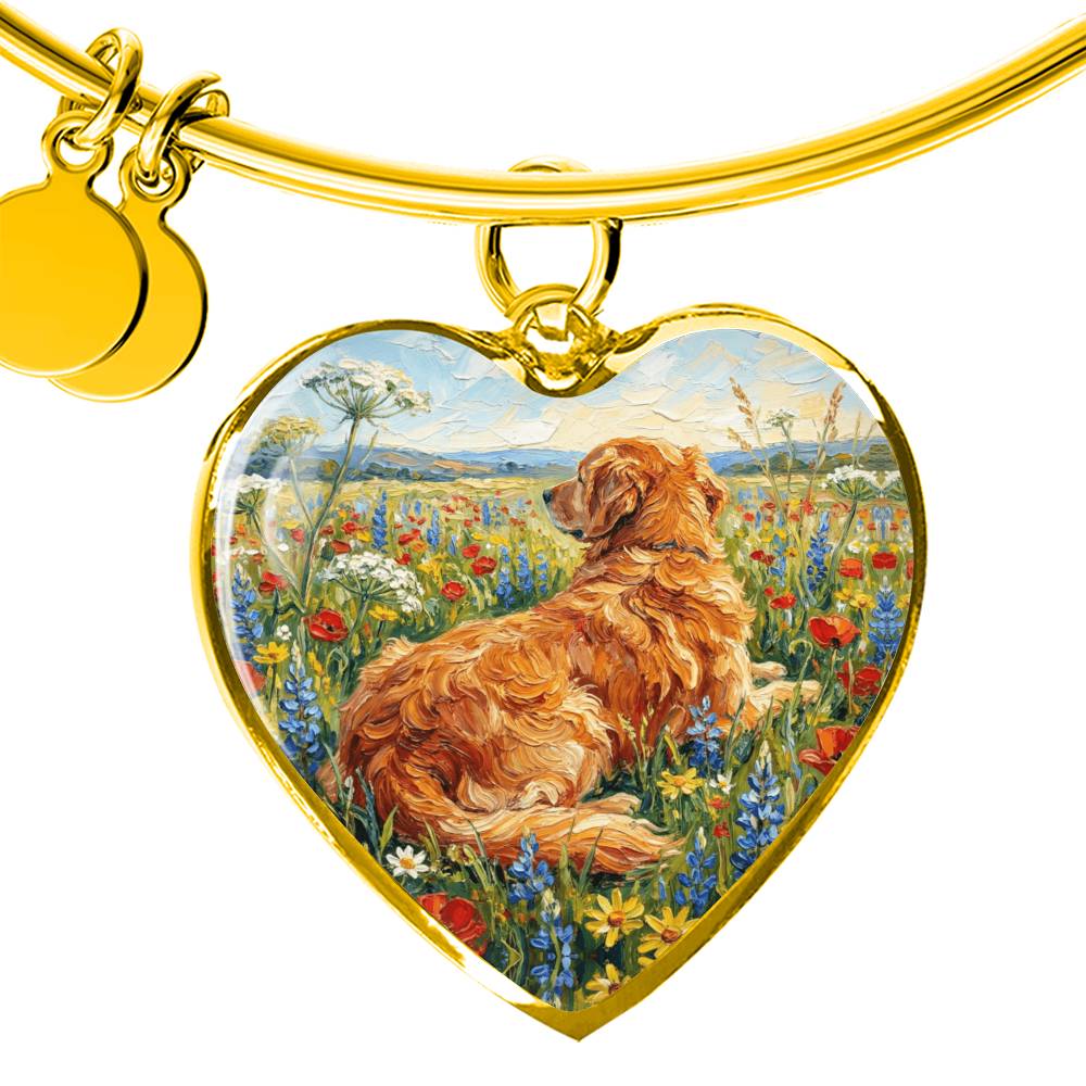 Amongst The Flowers - Golden Retriever Heart Bracelet
