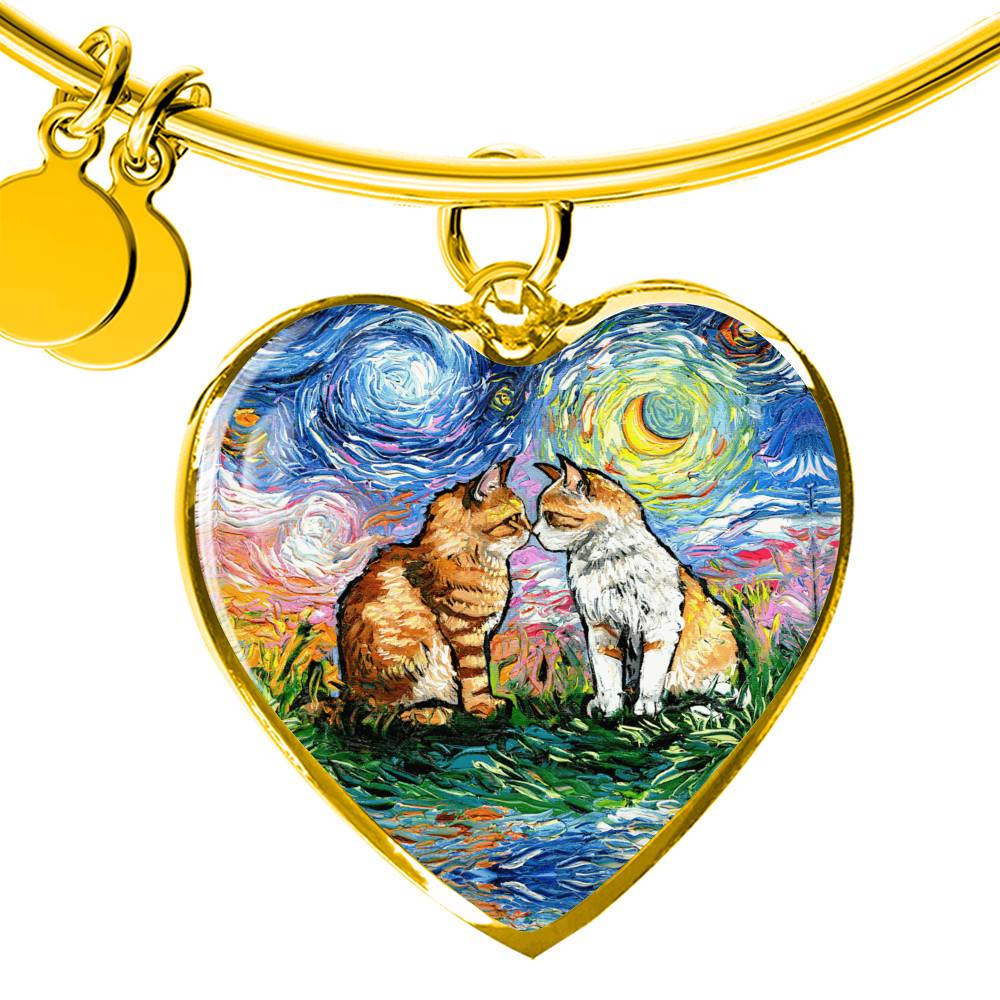 Cherished Starry Night Heart Bangle Bracelet
