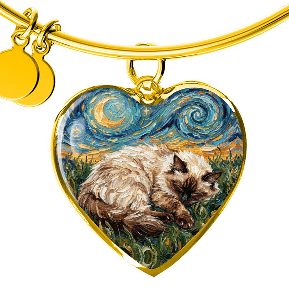 Sleepy Birman Heart Bracelet