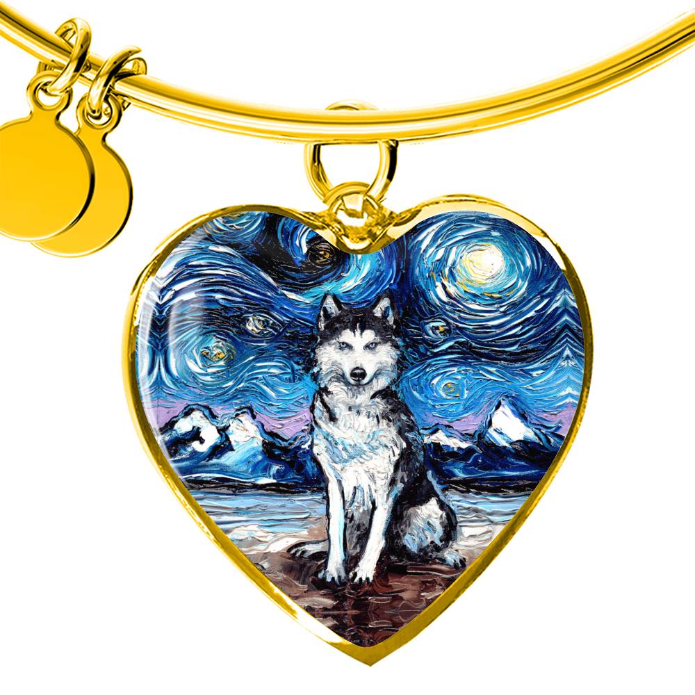 Husky Starry Night Heart Bangle