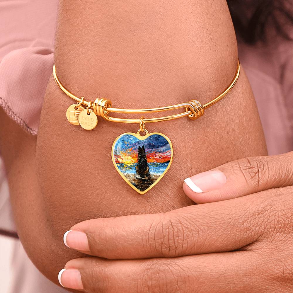 Beach Days - German Shepherd Heart Bangle Bracelet