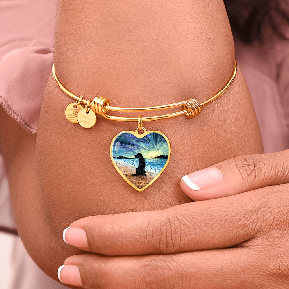 Beach Days - Black Labrador Heart Bangle Bracelet
