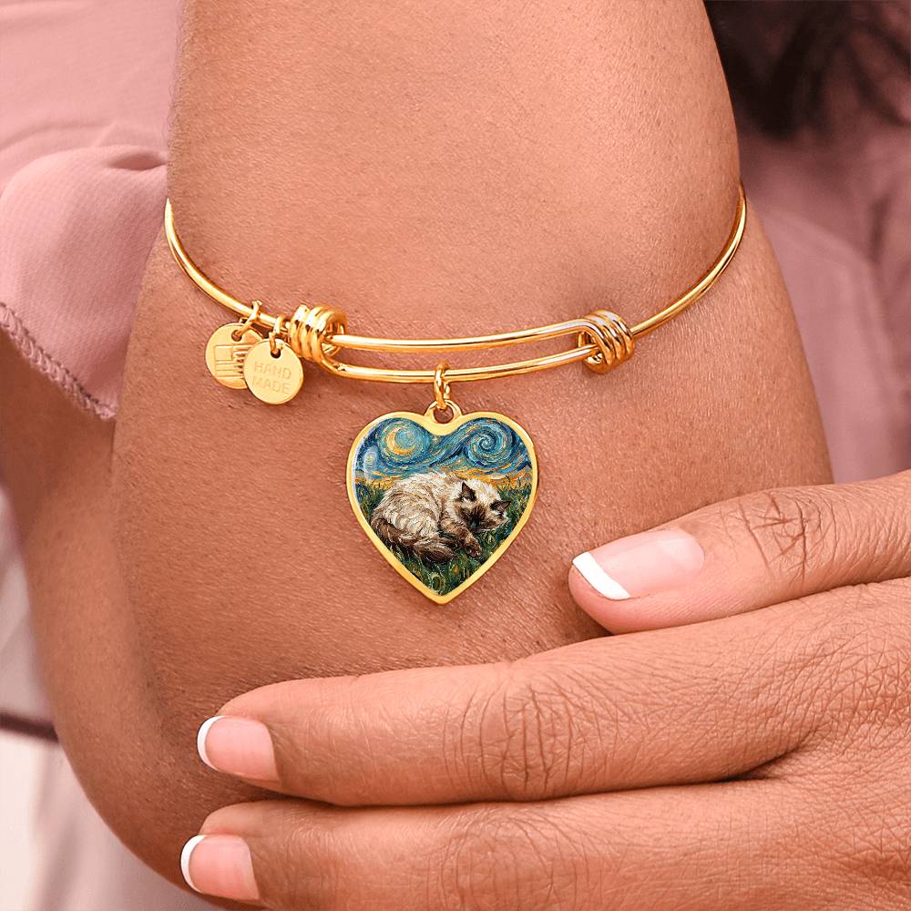 Sleepy Birman Heart Bracelet