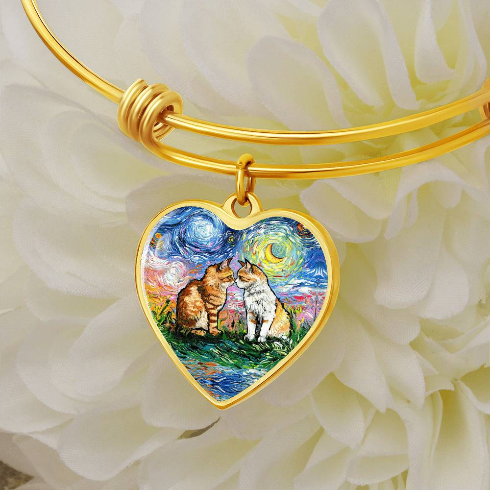 Cherished Starry Night Heart Bangle Bracelet
