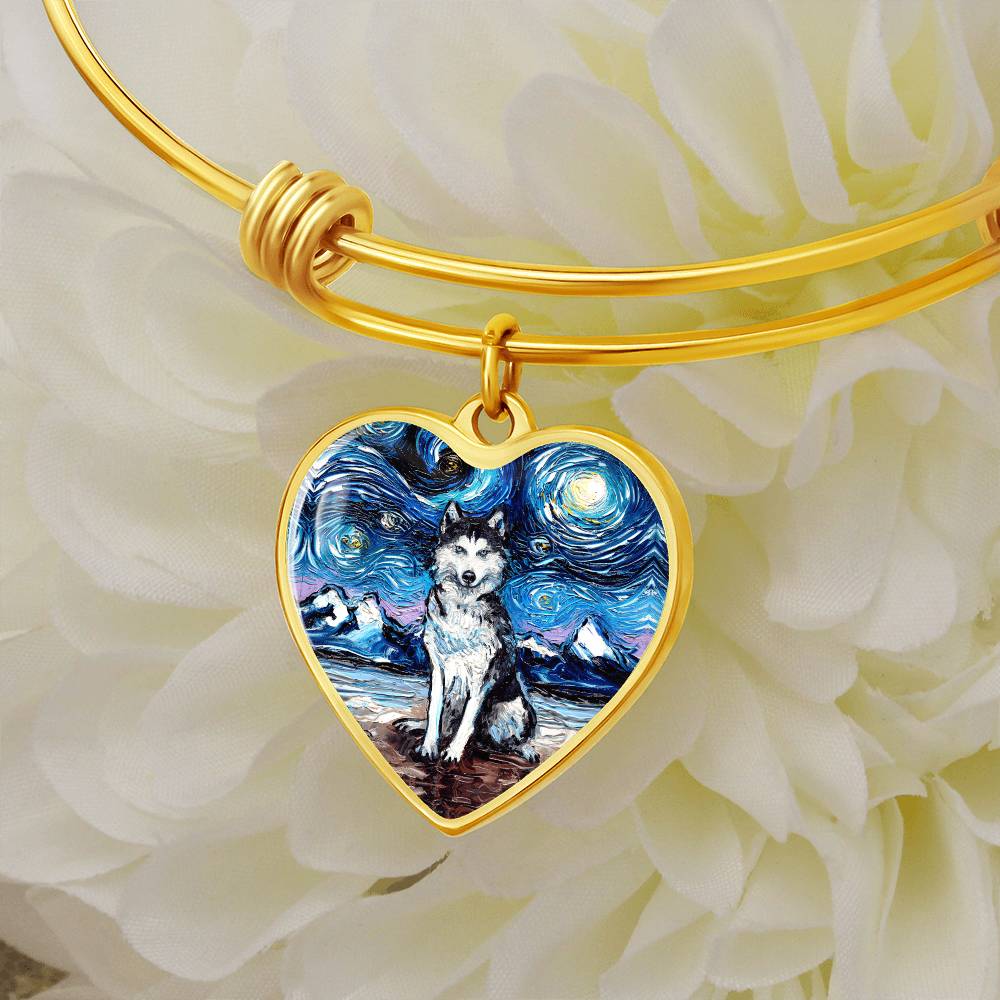 Husky Starry Night Heart Bangle