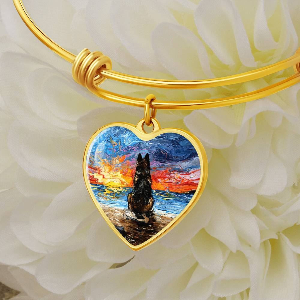 Beach Days - German Shepherd Heart Bangle Bracelet