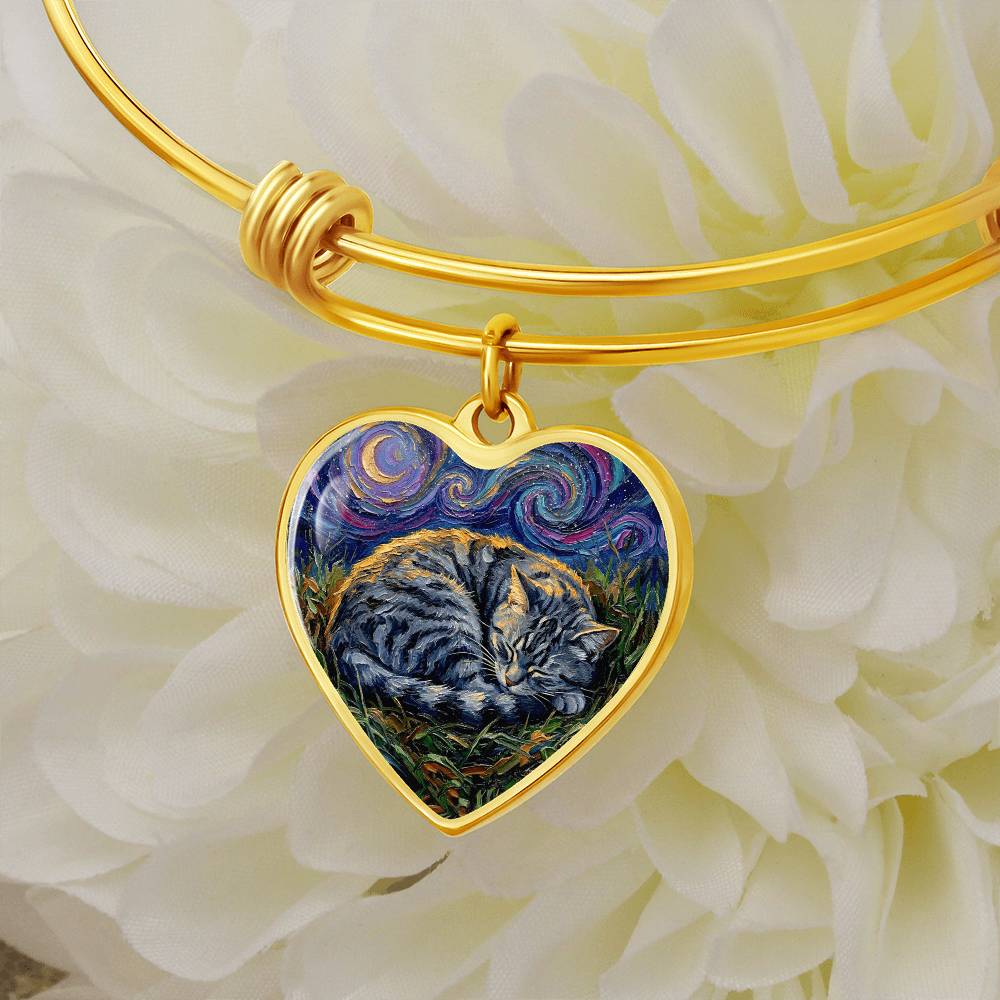 Sleepy American Shorthair Tabby Heart Bracelet