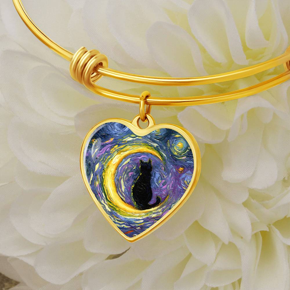 Luna Starry Night Heart Bangle Bracelet