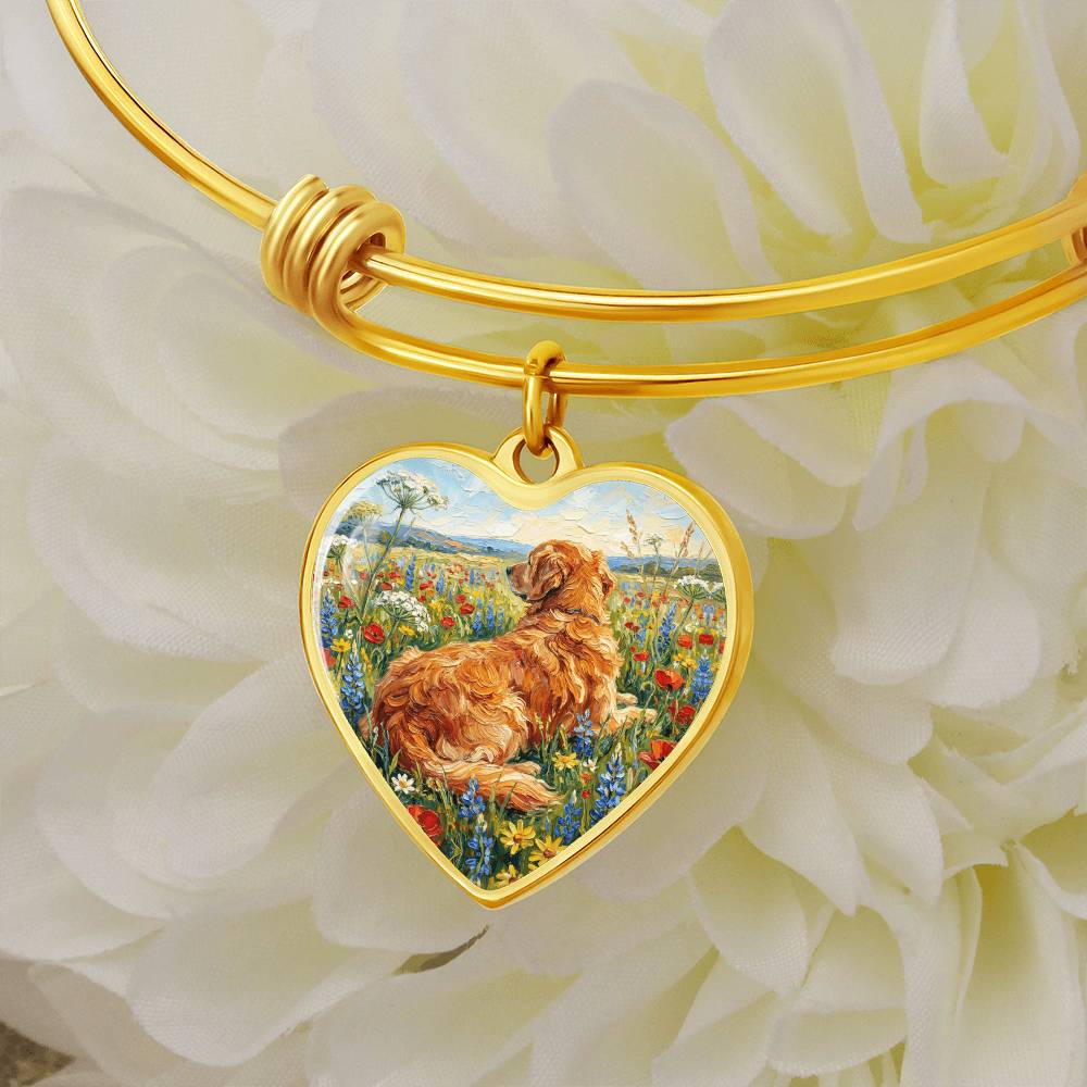 Amongst The Flowers - Golden Retriever Heart Bracelet