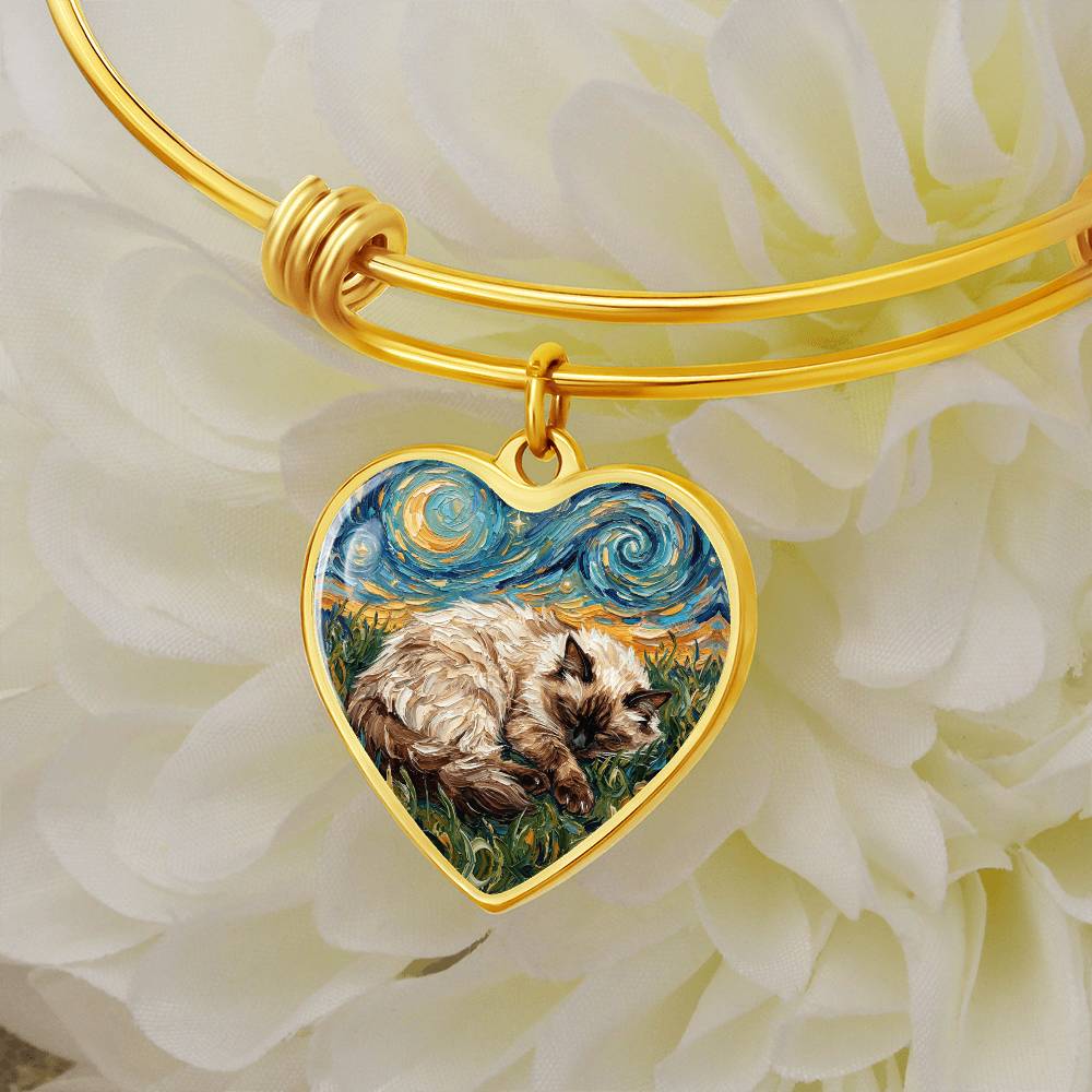 Sleepy Birman Heart Bracelet