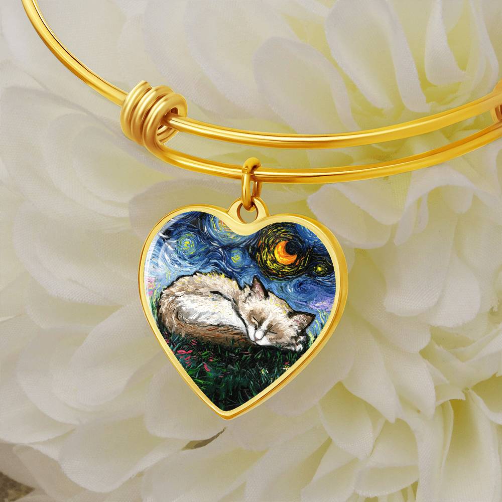 Ragdoll Kitten Starry Night Heart Bangle