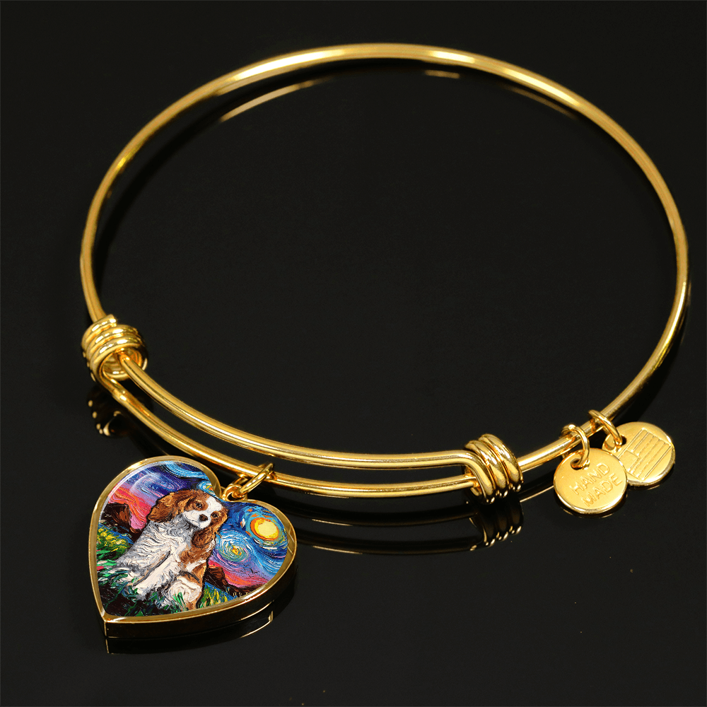 Blenheim Spaniel Starry Night Heart Bangle Bracelet