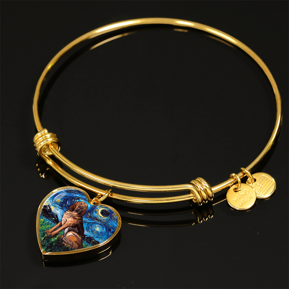 Bloodhound Starry Night Heart Bangle Bracelet