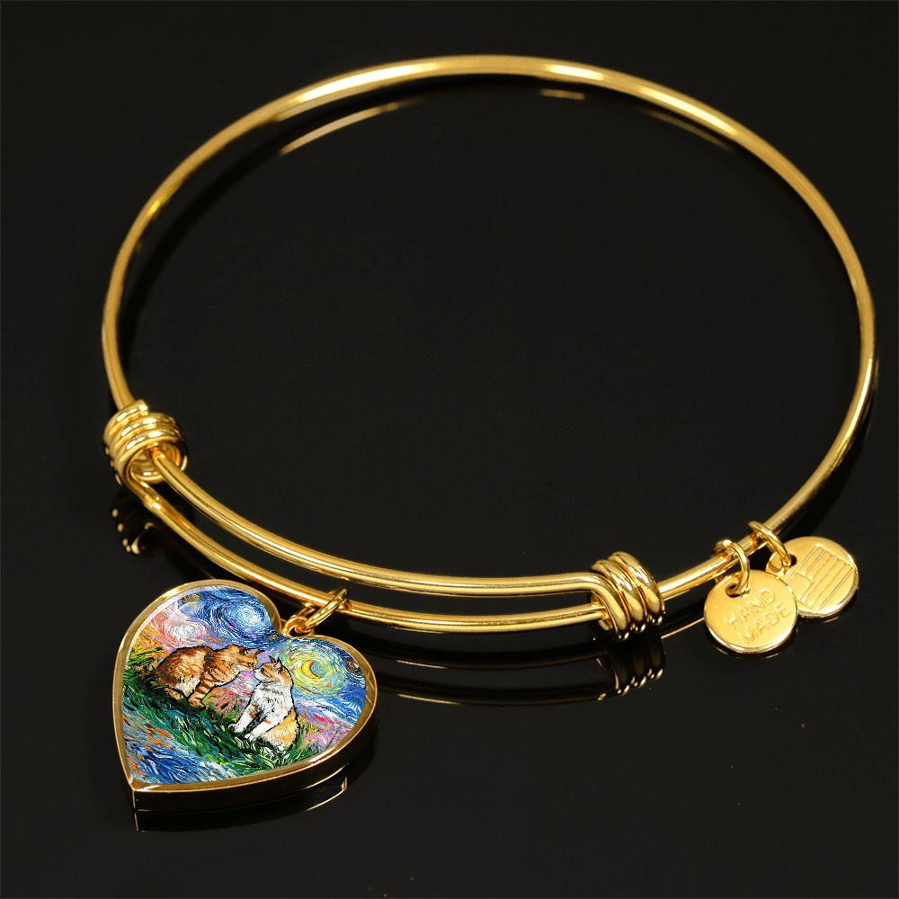 Cherished Starry Night Heart Bangle Bracelet