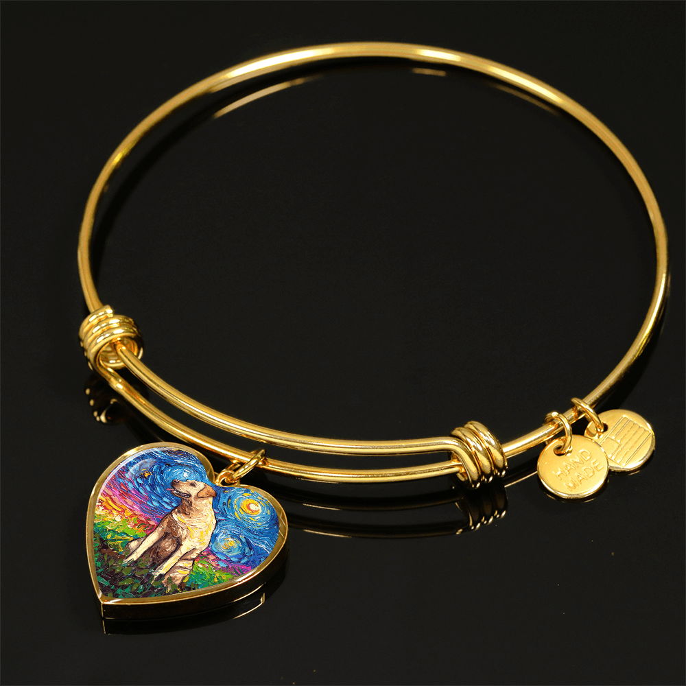 Yellow Labrador Starry Night Heart Bangle
