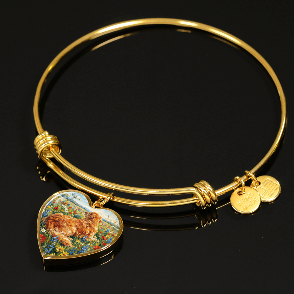 Amongst The Flowers - Golden Retriever Heart Bracelet