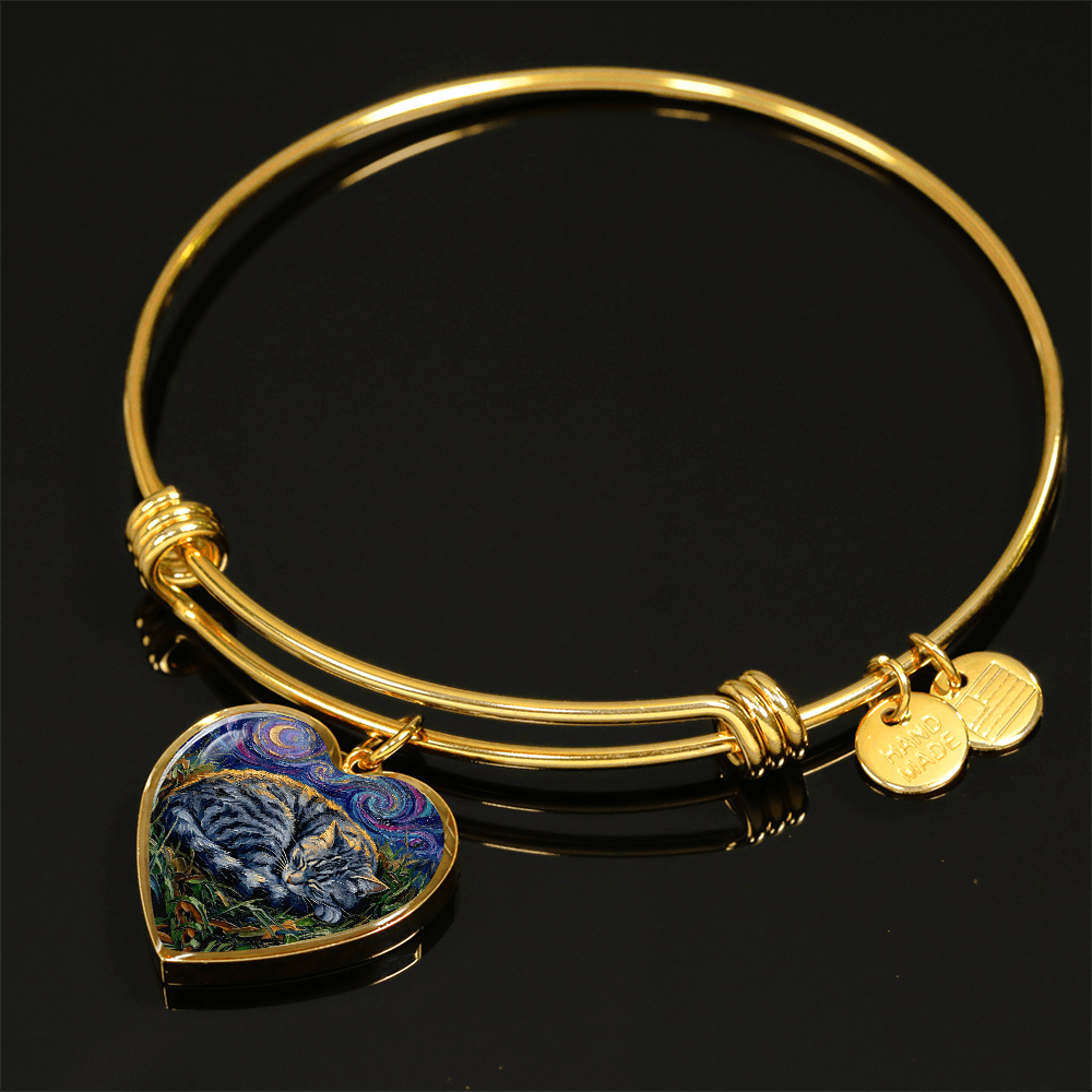 Sleepy American Shorthair Tabby Heart Bracelet