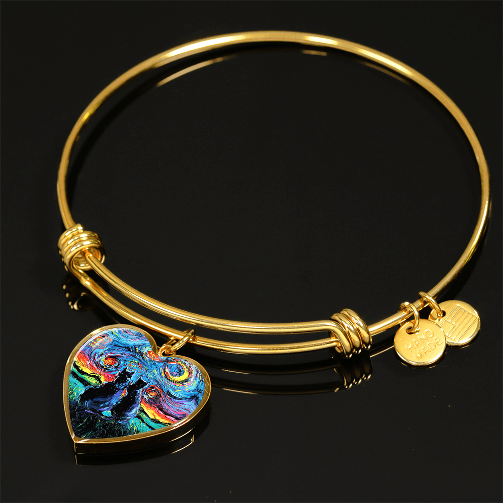 van Gogh's Cats Starry Night Heart Bangle Bracelet