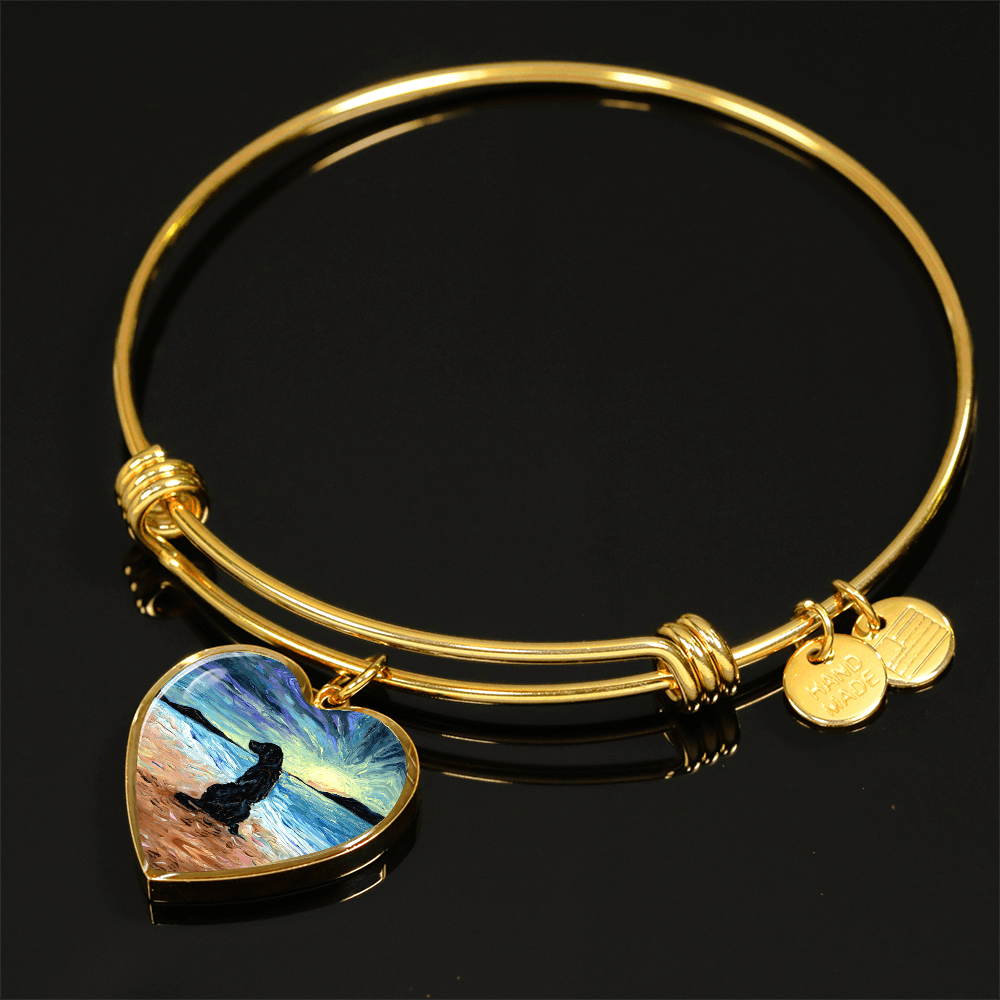 Beach Days - Black Labrador Heart Bangle Bracelet