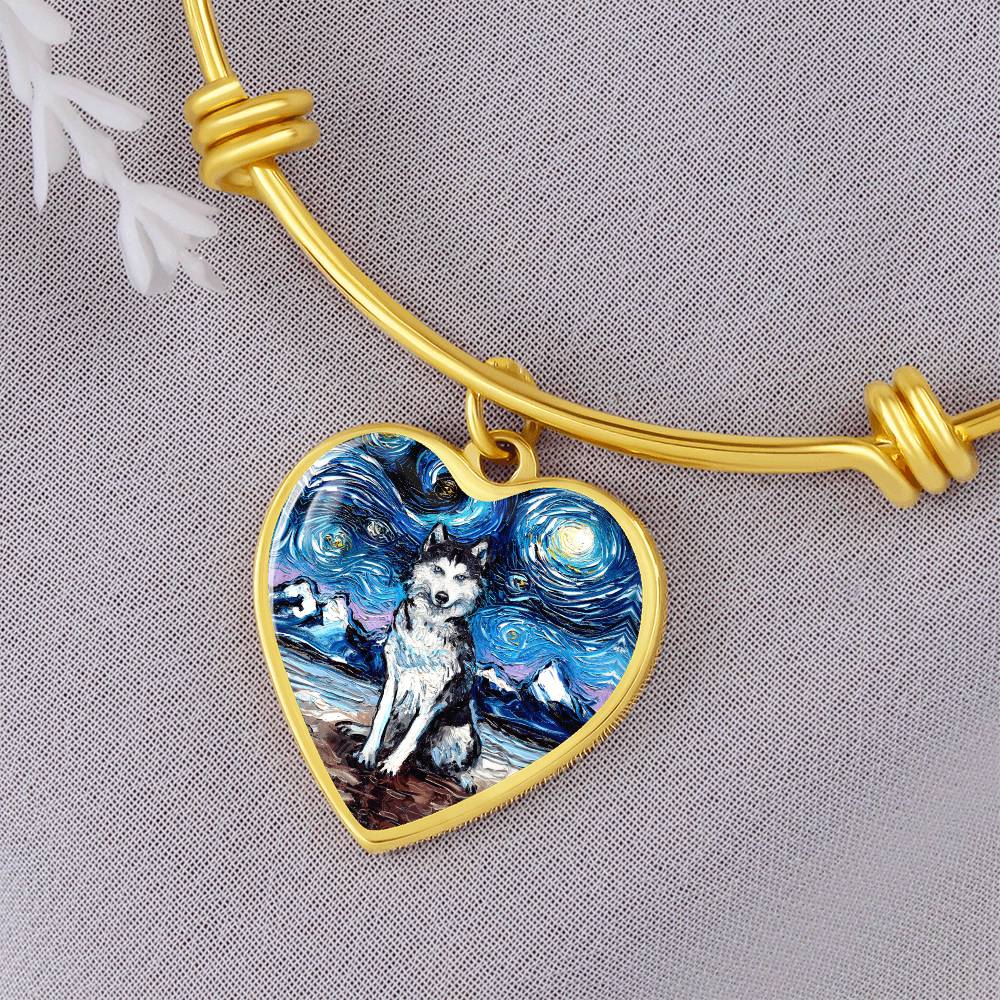 Husky Starry Night Heart Bangle