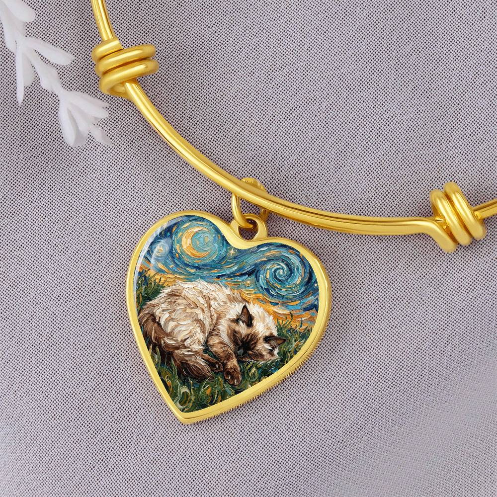 Sleepy Birman Heart Bracelet