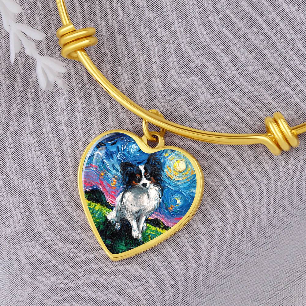Papillon Starry Night Heart Bangle Bracelet