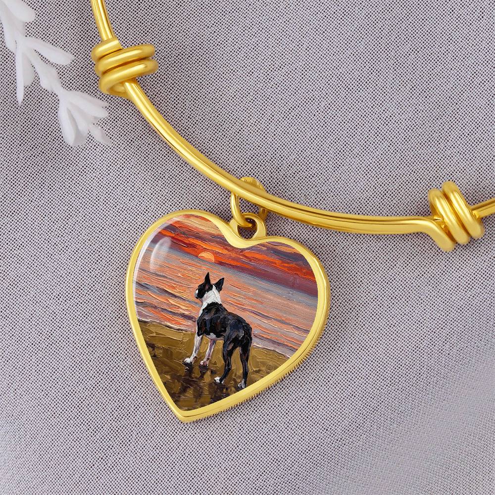 Beach Night - Boston Terrier Heart Bracelet