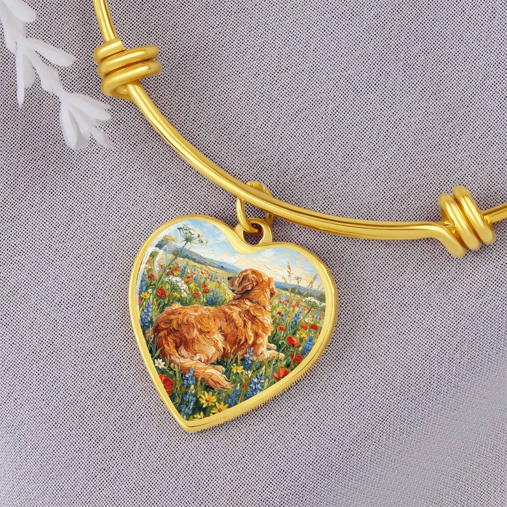 Amongst The Flowers - Golden Retriever Heart Bracelet