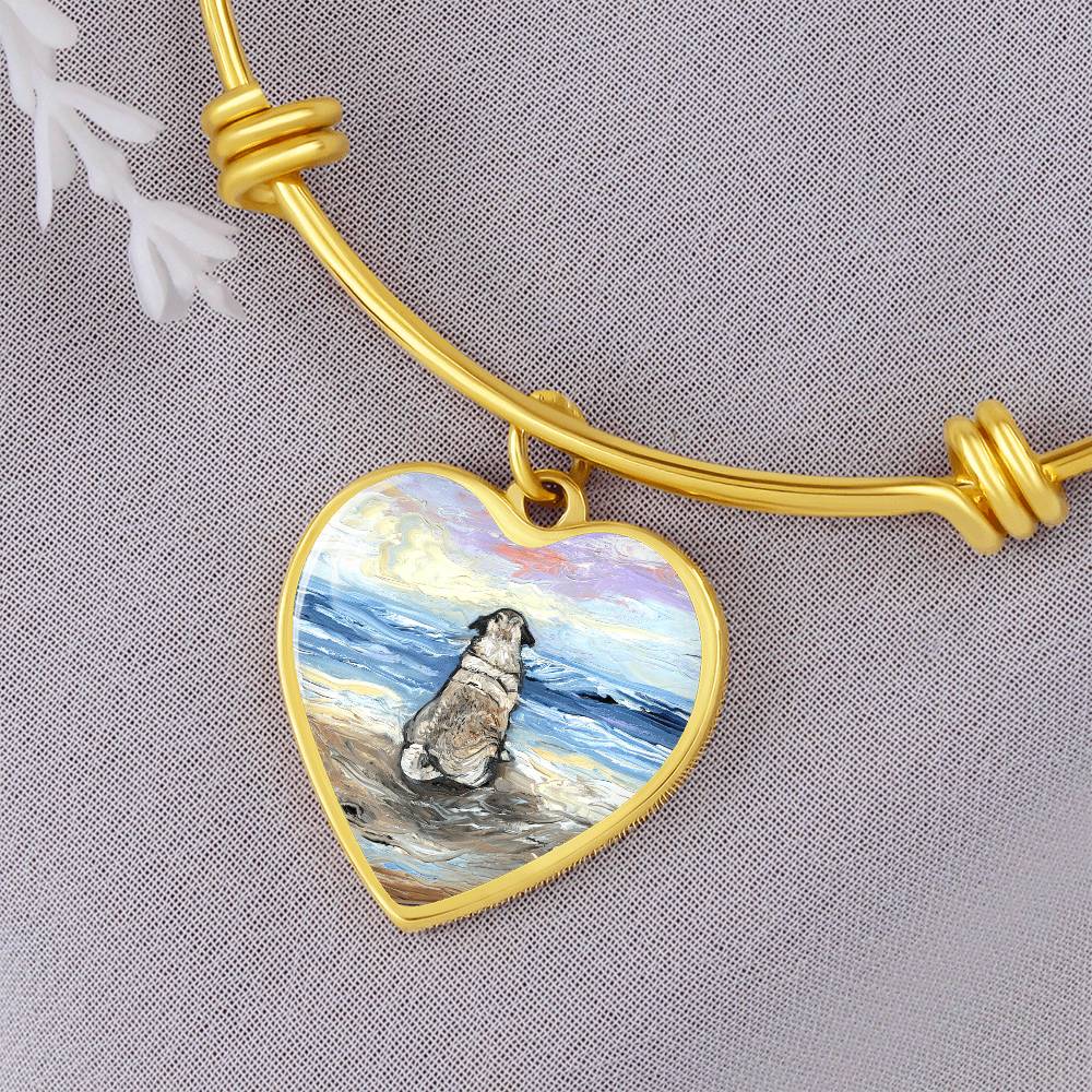 Beach Days - Pug Heart Bangle Bracelet