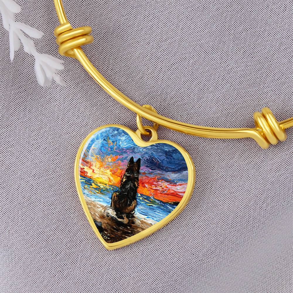 Beach Days - German Shepherd Heart Bangle Bracelet