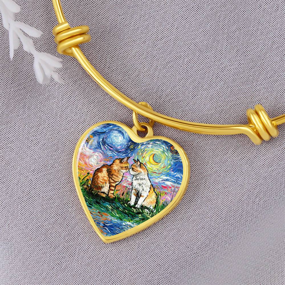 Cherished Starry Night Heart Bangle Bracelet