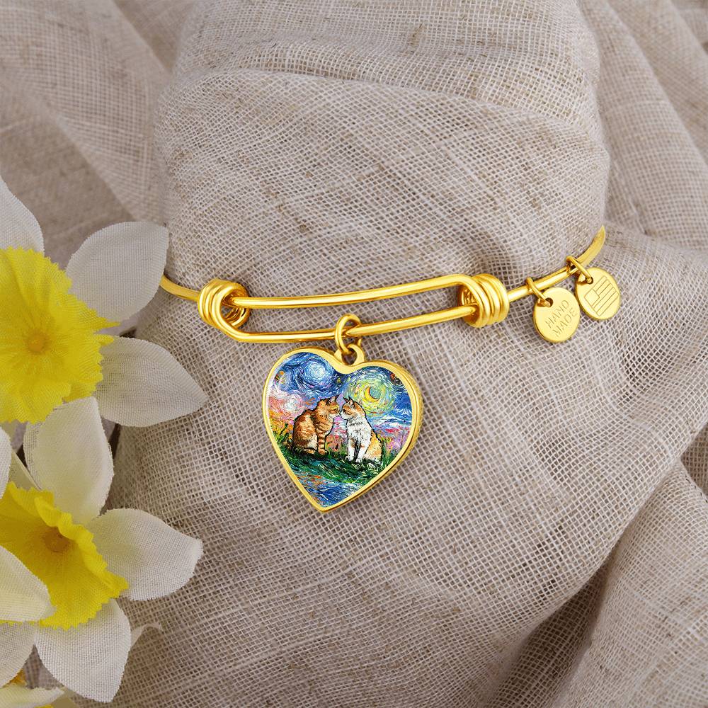 Cherished Starry Night Heart Bangle Bracelet