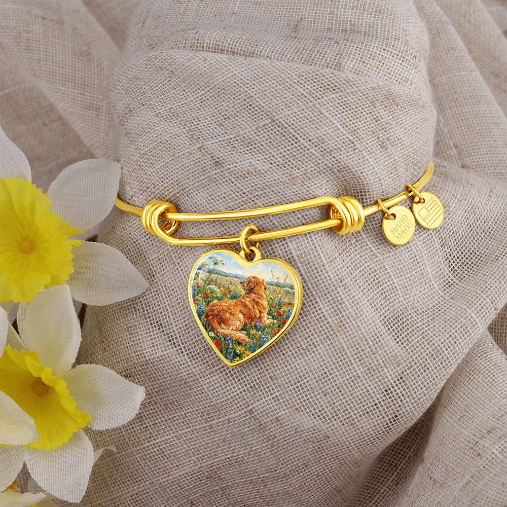 Amongst The Flowers - Golden Retriever Heart Bracelet