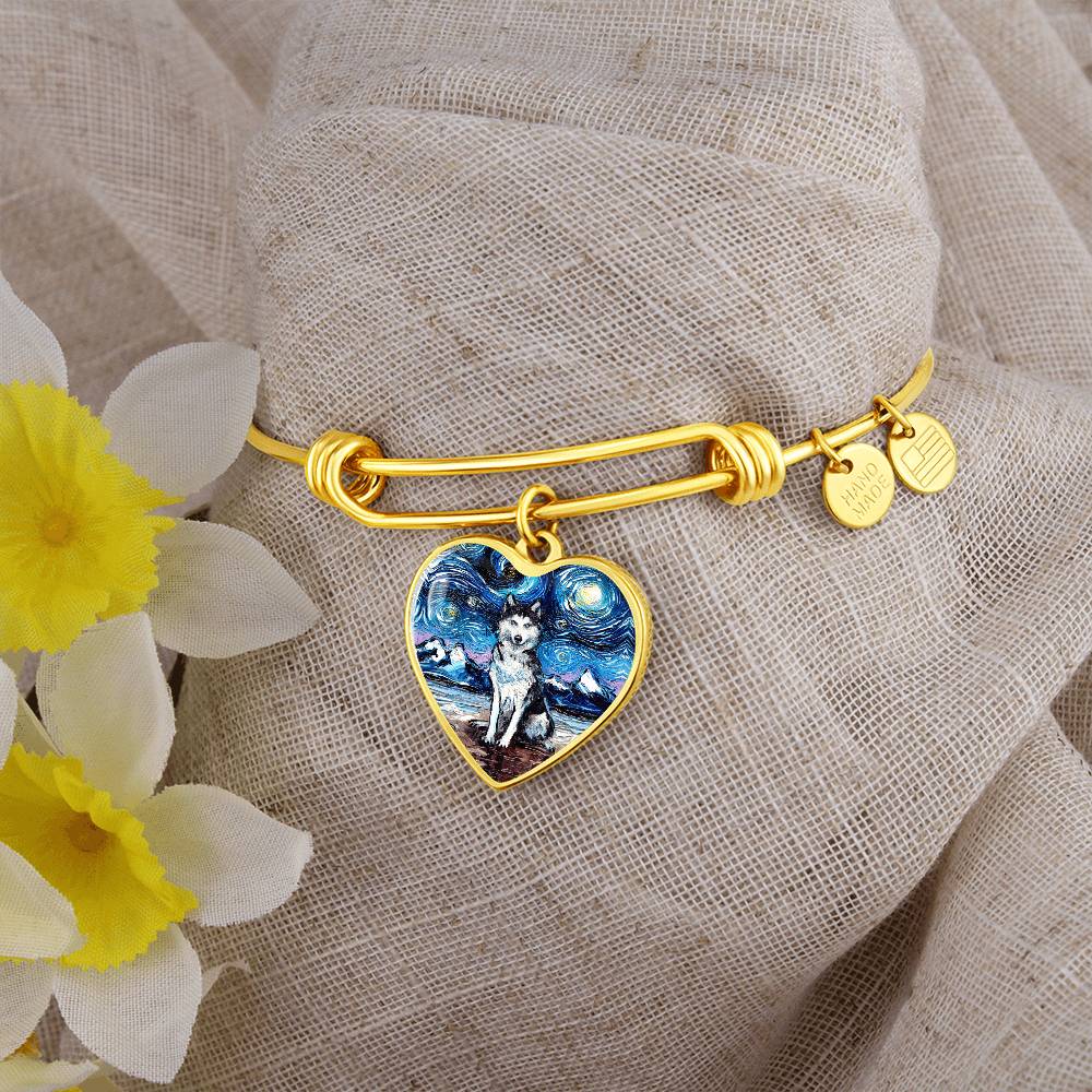 Husky Starry Night Heart Bangle