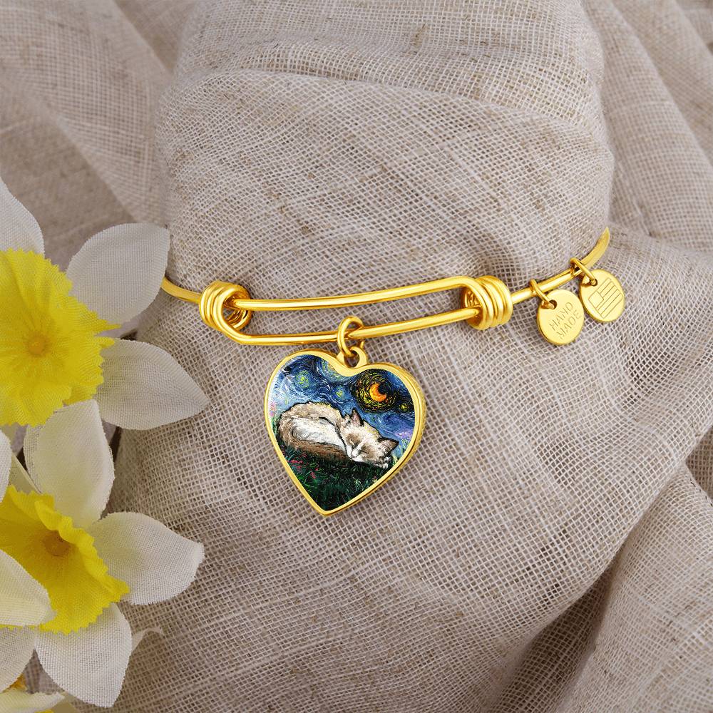 Ragdoll Kitten Starry Night Heart Bangle
