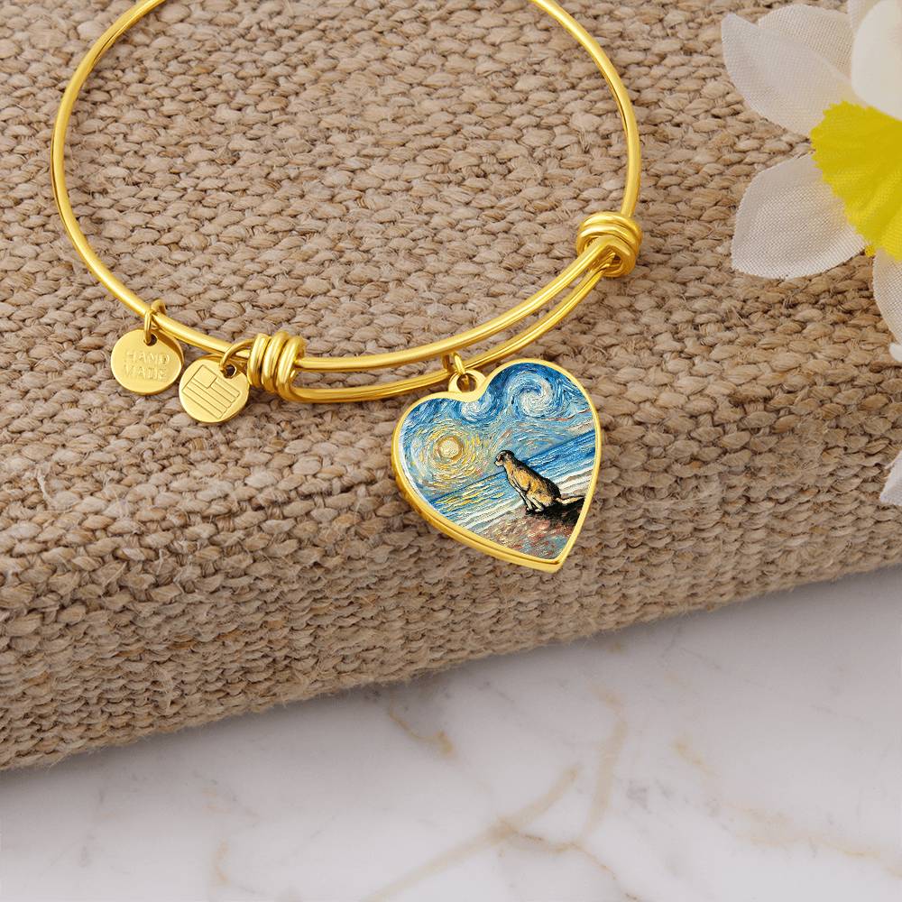 Beach Days - Yellow Labrador Heart Bangle