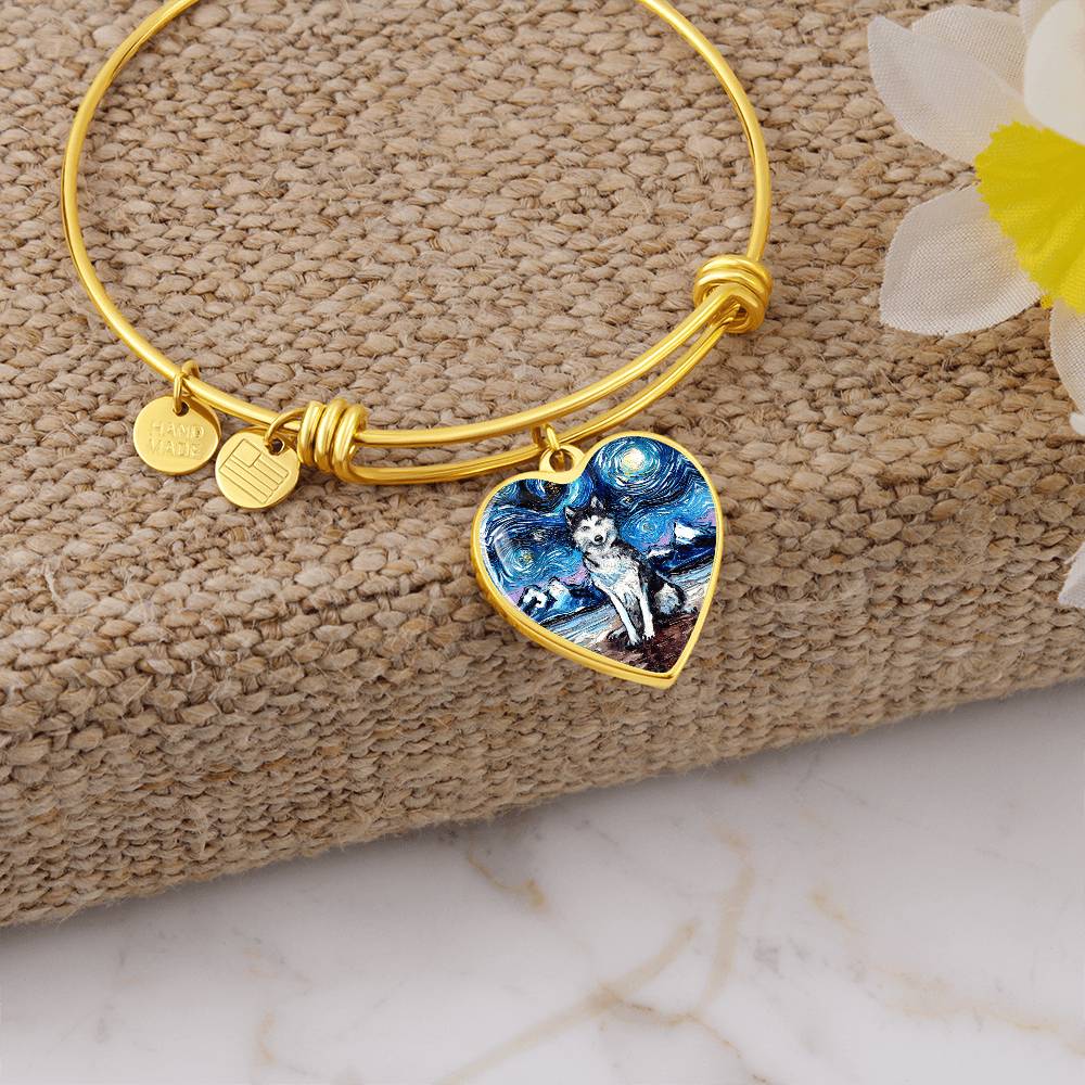Husky Starry Night Heart Bangle